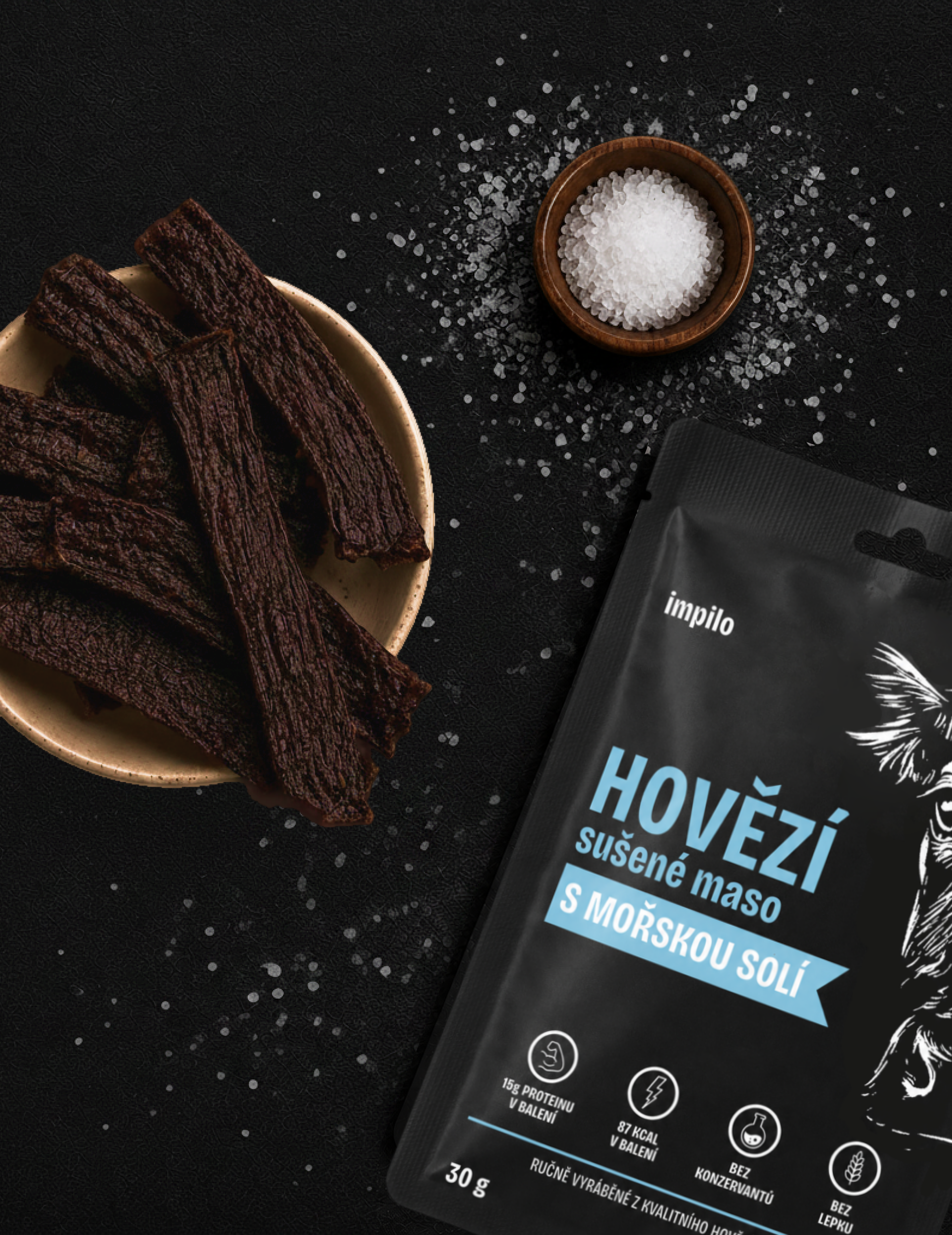 HOVĚZÍ SUŠENÉ MASO S MOŘSKOU SOLÍ